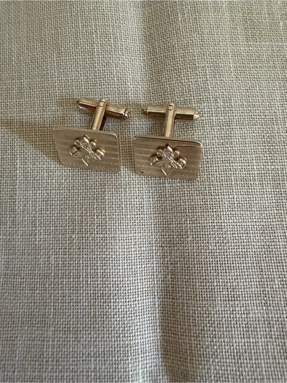 Vintage Gold Colored Boy Scouts of America Cufflinks featuring Fleur-de-lis